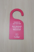 Red Custom Wood Door Hanger (Please Do not Disturb-Busy Bringing compassion to Innovation) (Eaches)