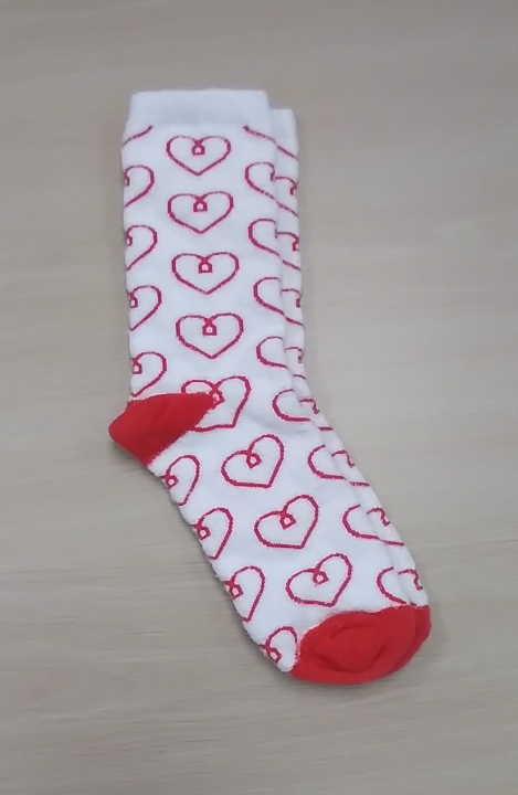 Pair of Red/White Fuzzy Socks w/Heart Logo (One Pair)
