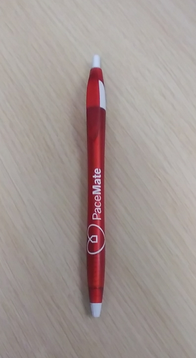 Red/White Click Pen w/White Full Logo (Eaches)