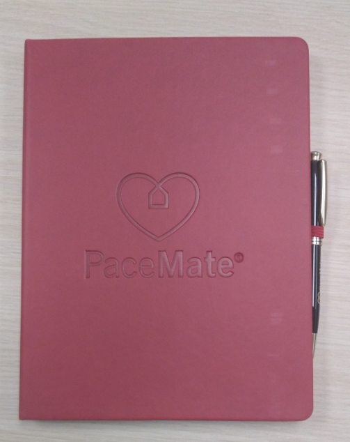 PaceMate Red Journal Notebook w/Logo and with Black/Gold Pen w/Gold Logo (Eaches)